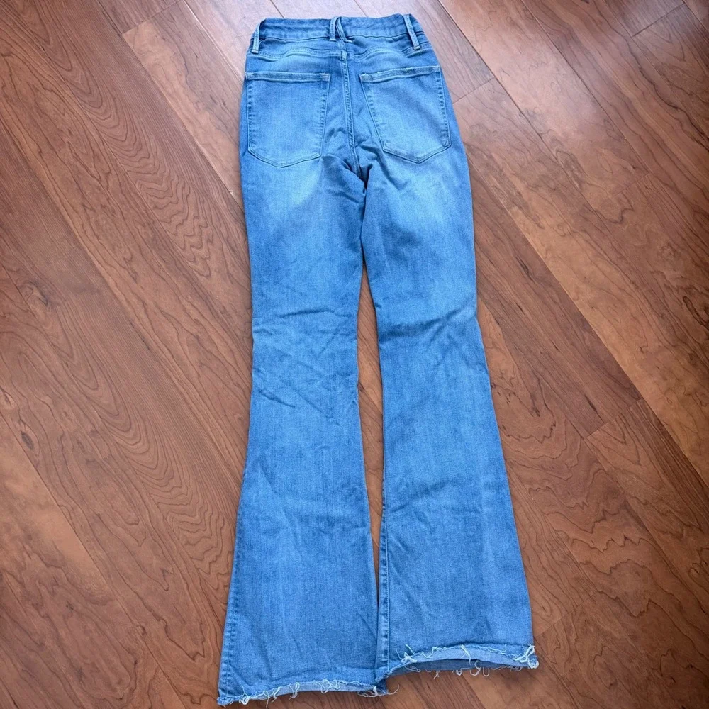 Good American Good Flare Jeans Size 4/27Blue Stretch Denim Retro Rodeo High Rise - Picture 6 of 9
